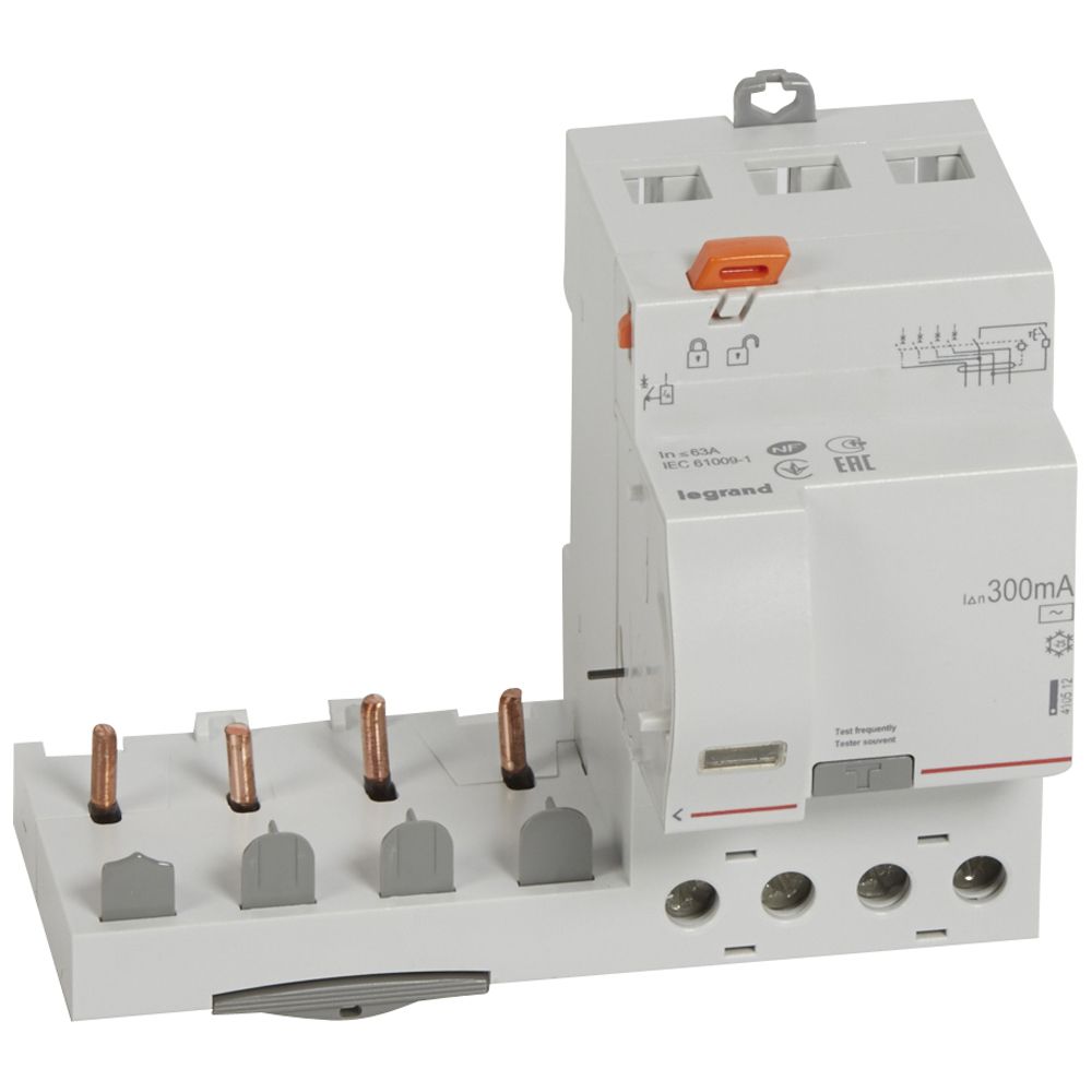LEGRAND 410512, Bloc diferential, 4P, 400 V, 63 A, 300 mA, Tip AC, pentru 1 modul DX³