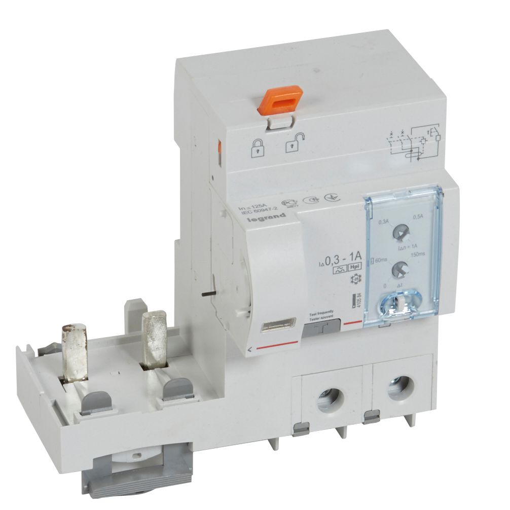 LEGRAND 410584, Bloc diferential, 2P-230V -125A-300/1000 mA ajustabil, tip Hpi, pentru disjunctoare 1.5 modul/pol DX³