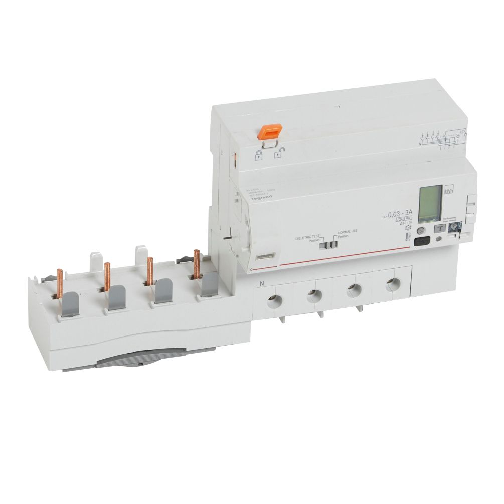 LEGRAND 410657, Differential Block, 4P, 400 V, 63 A, 30/3000 mA, Type Hpi, with Integrated Meter