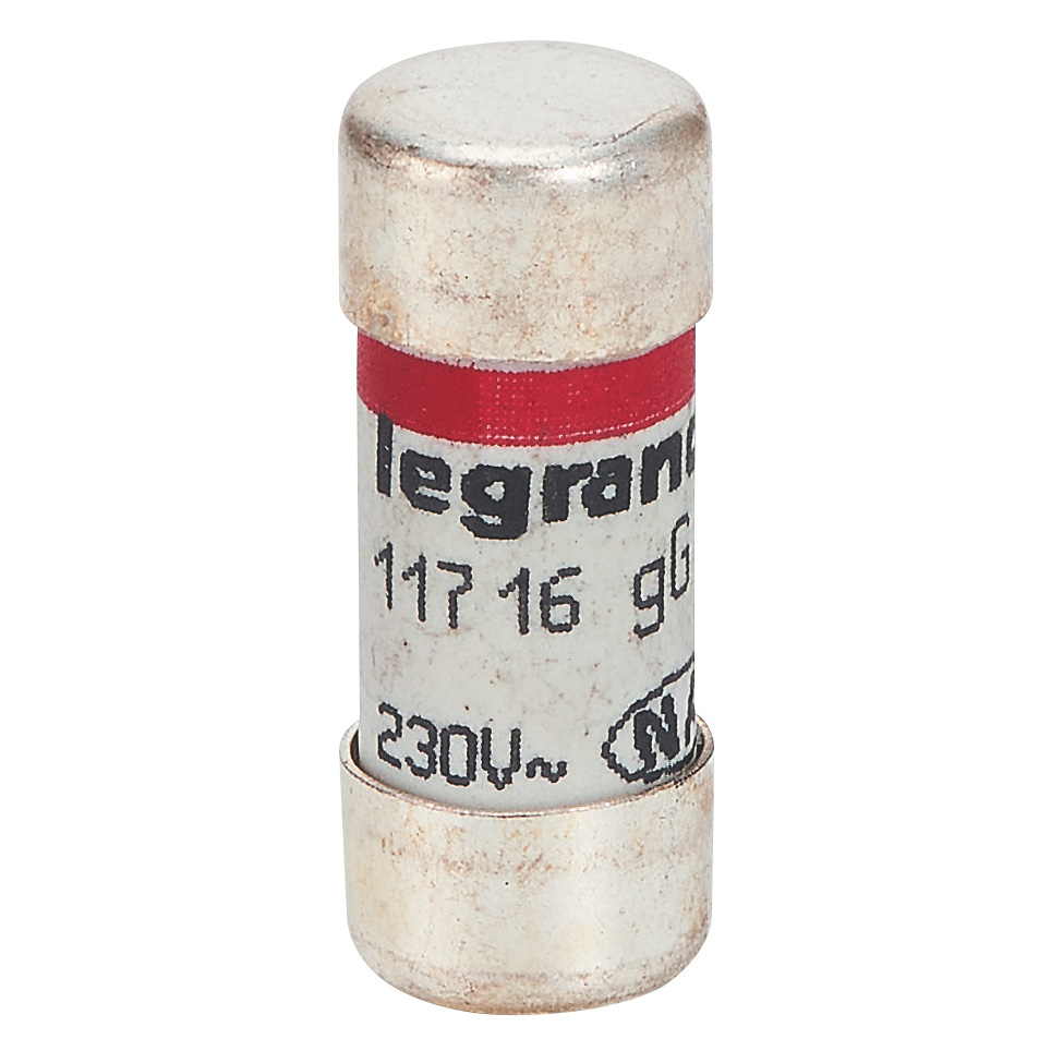 LEGRAND 011716, Domestic Cylindrical Fuse Cartridge, 10.3 × 25.8 mm, with Indicator, 16 A