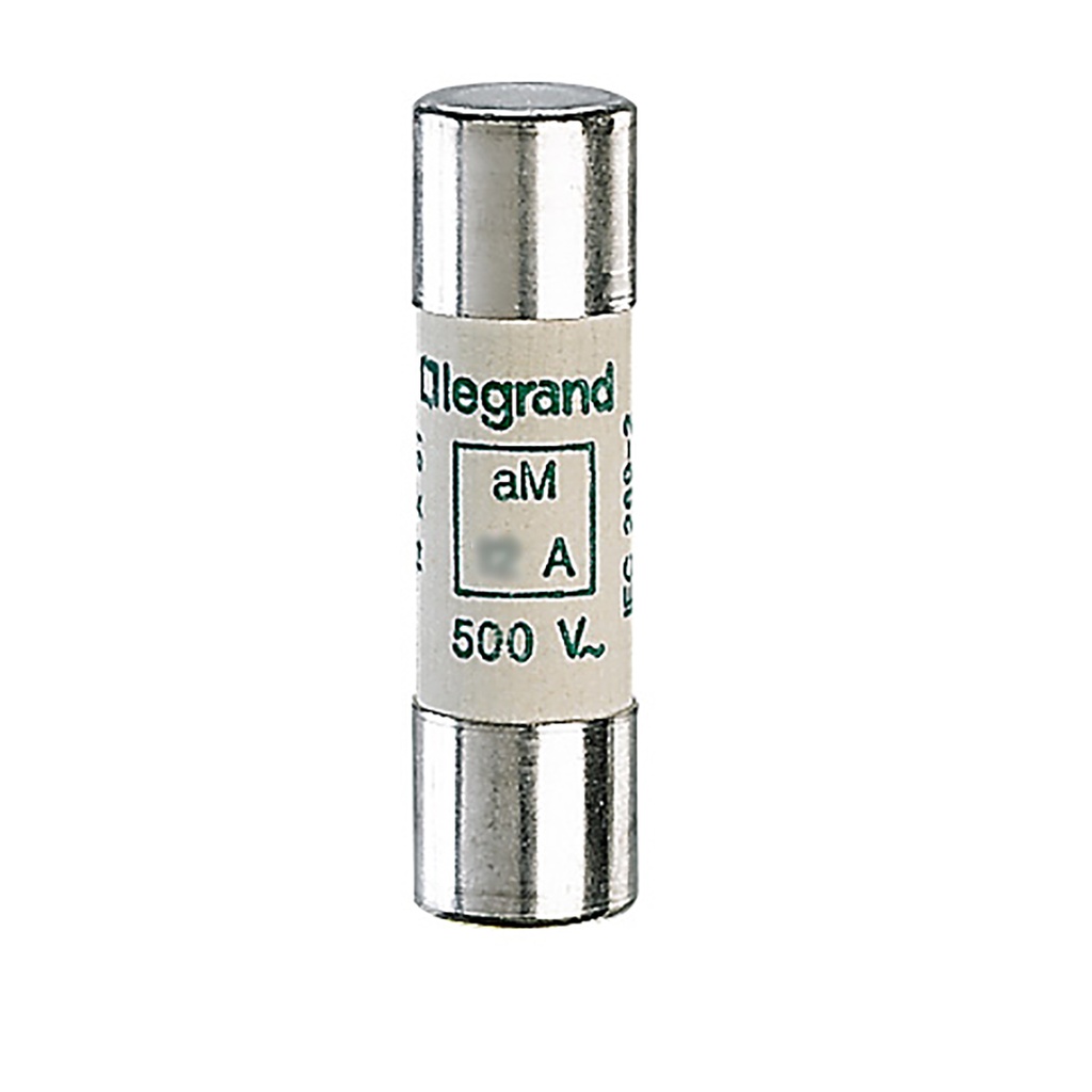 LEGRAND 014102, Cartuș fuzibil cilindric tip aM 14 x 51, 2 A, Cu indicator
