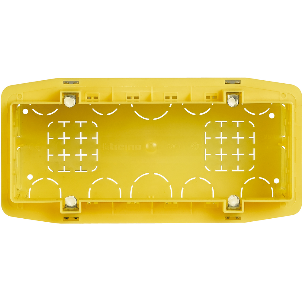 BTICINO 506L, Italian Standard Device Box, for Masonry, 6/7 Modules, Flush Mounting