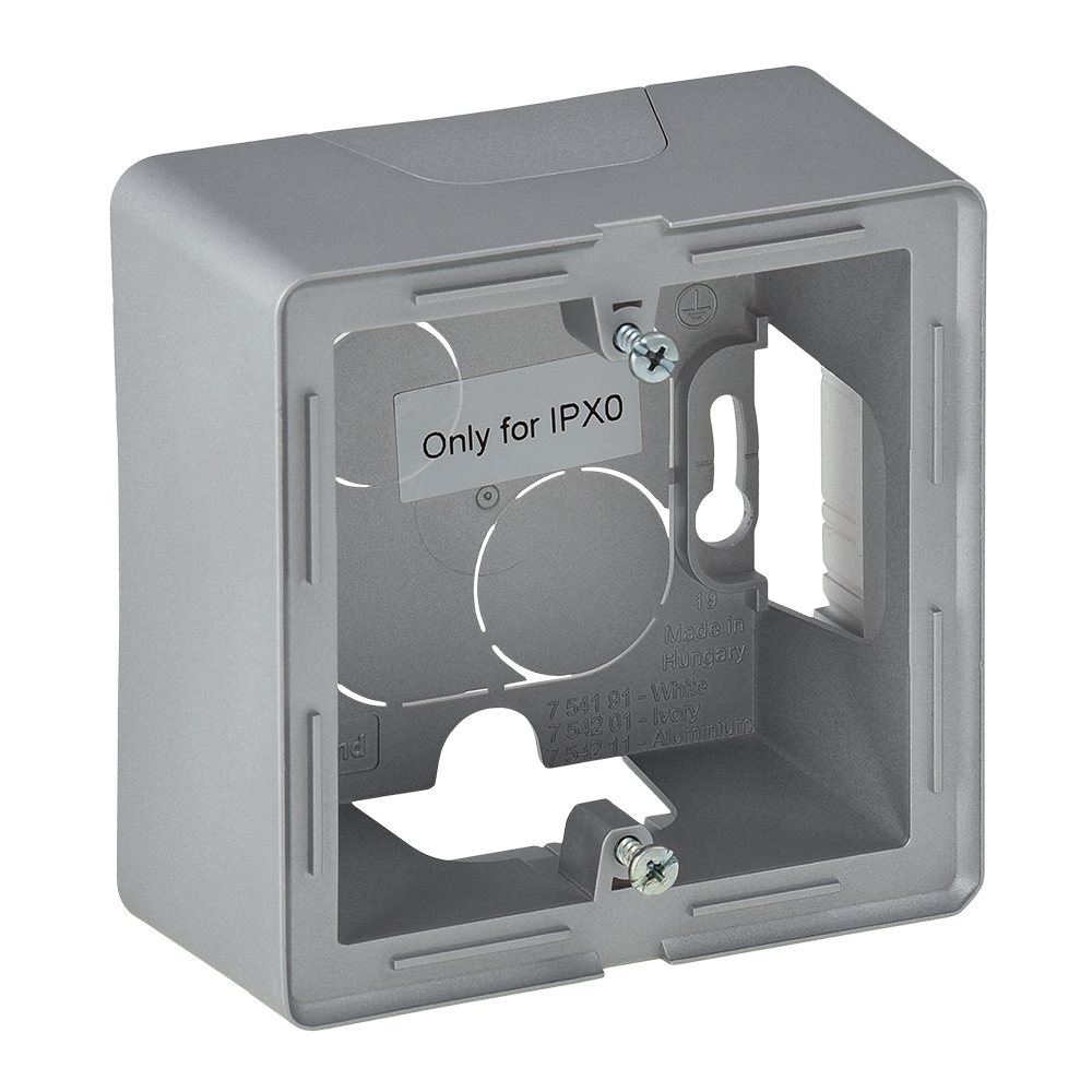 LEGRAND 754211, Doză montaj aparent Valena Life, 1 post, 89×89×44.8 mm, Aluminiu
