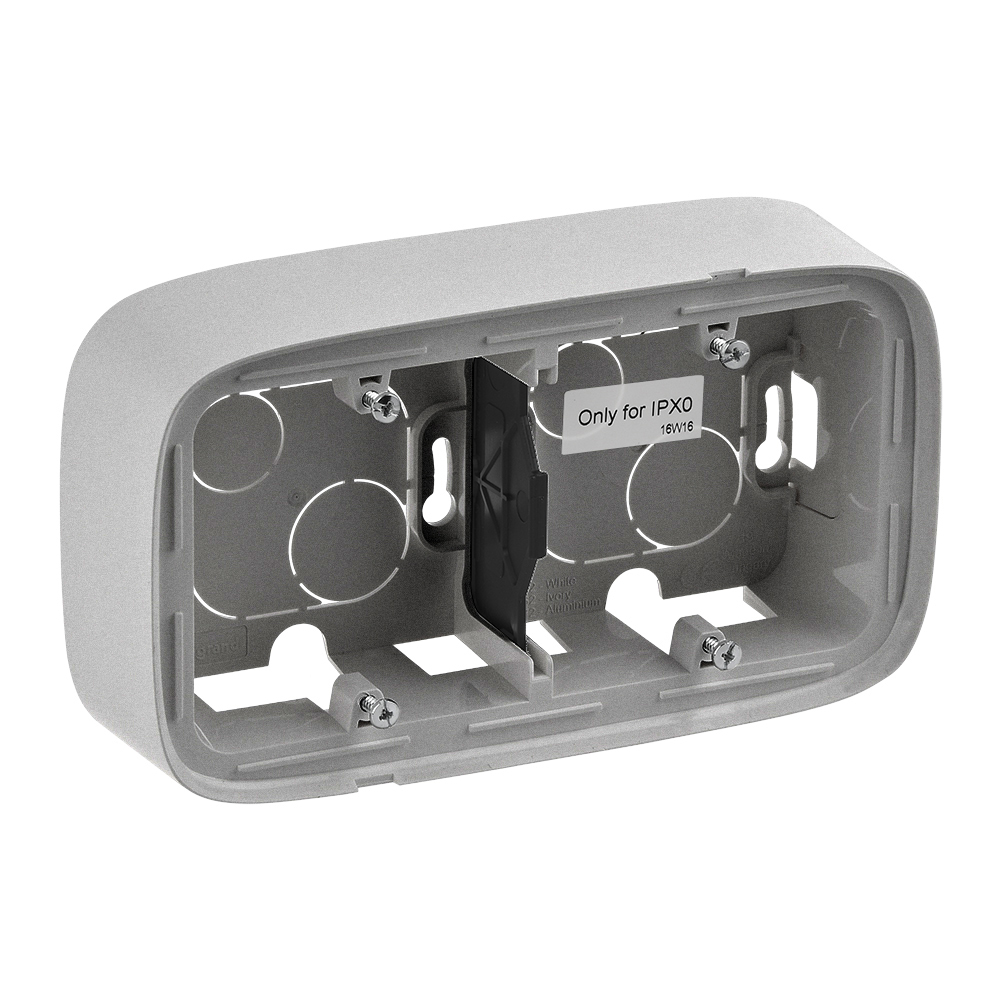 LEGRAND 755572, Valena Allure Surface Box, 2 Gangs, 166×95.5×44.8 mm, Aluminium