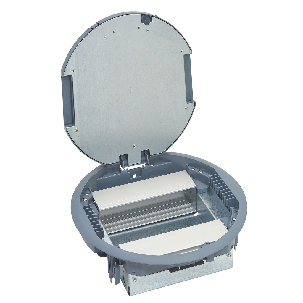 Legrand 088127, Doză de pardoseală rotundă cu capac standard, 12 module, Suport vertical