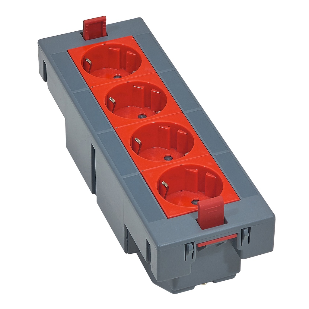 LEGRAND 088057, Equipped Floor Box with Quick-Connect Basket, 4 German Standard Sockets (Schuko), Flush Version, 8 Modules