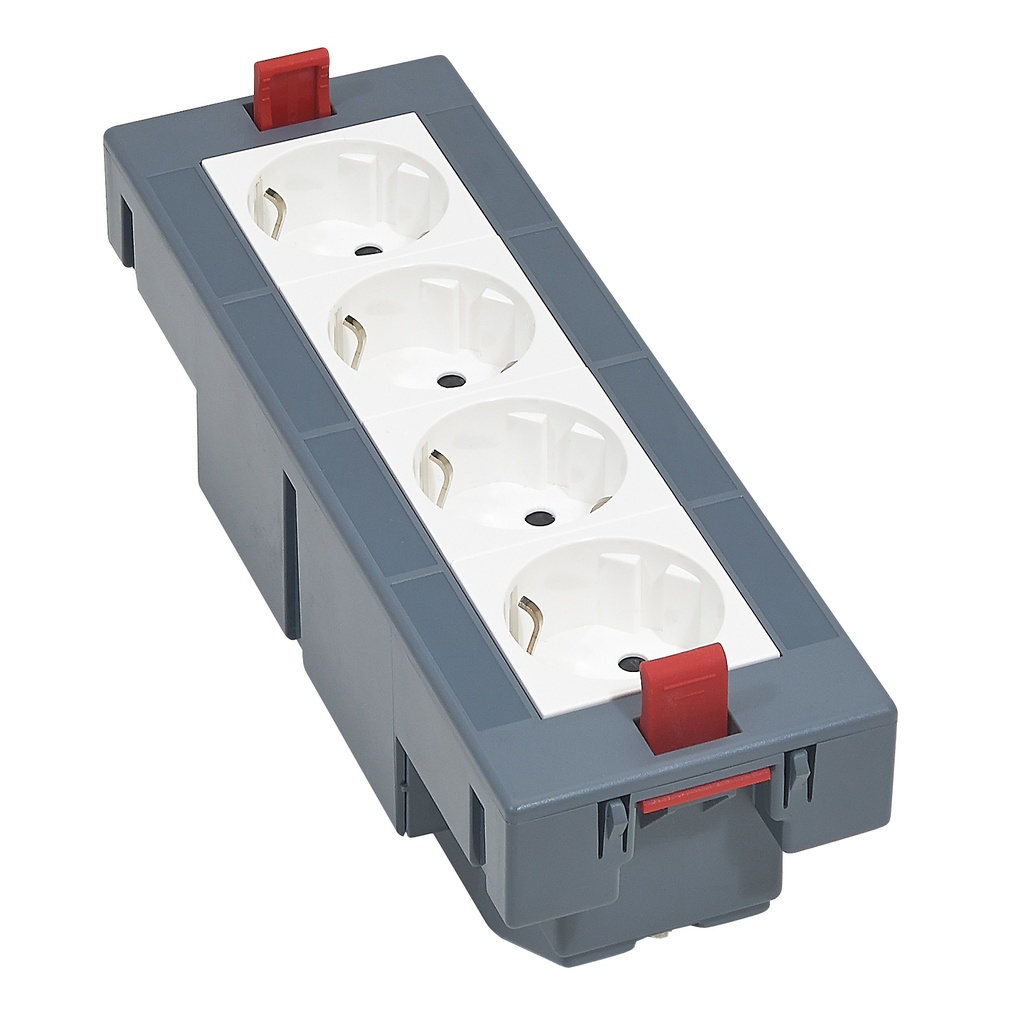 LEGRAND 088055, Equipped Floor Box with Quick-Connect Basket, 4 German Standard Sockets (Schuko), Standard Version, 8 Modules