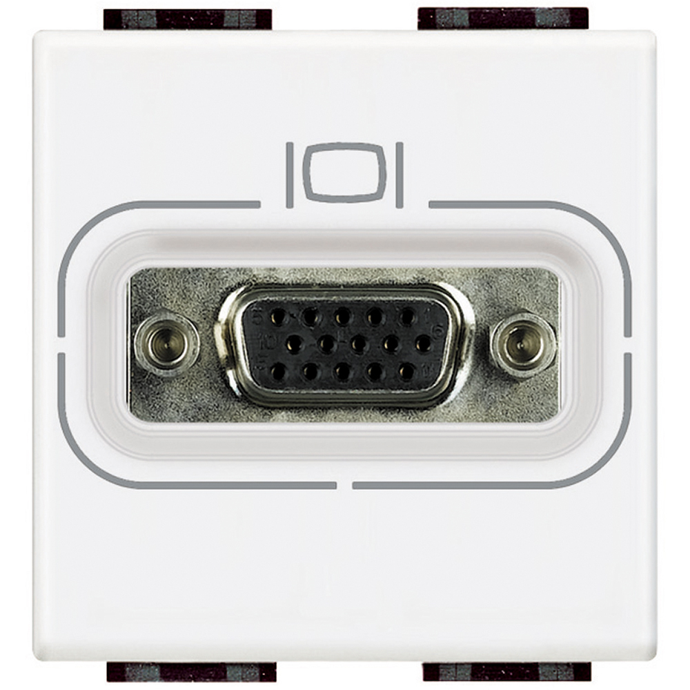 BTICINO N4282, HD15 Female Connector Livinglight, Screw Mounting, White, 2 Modules