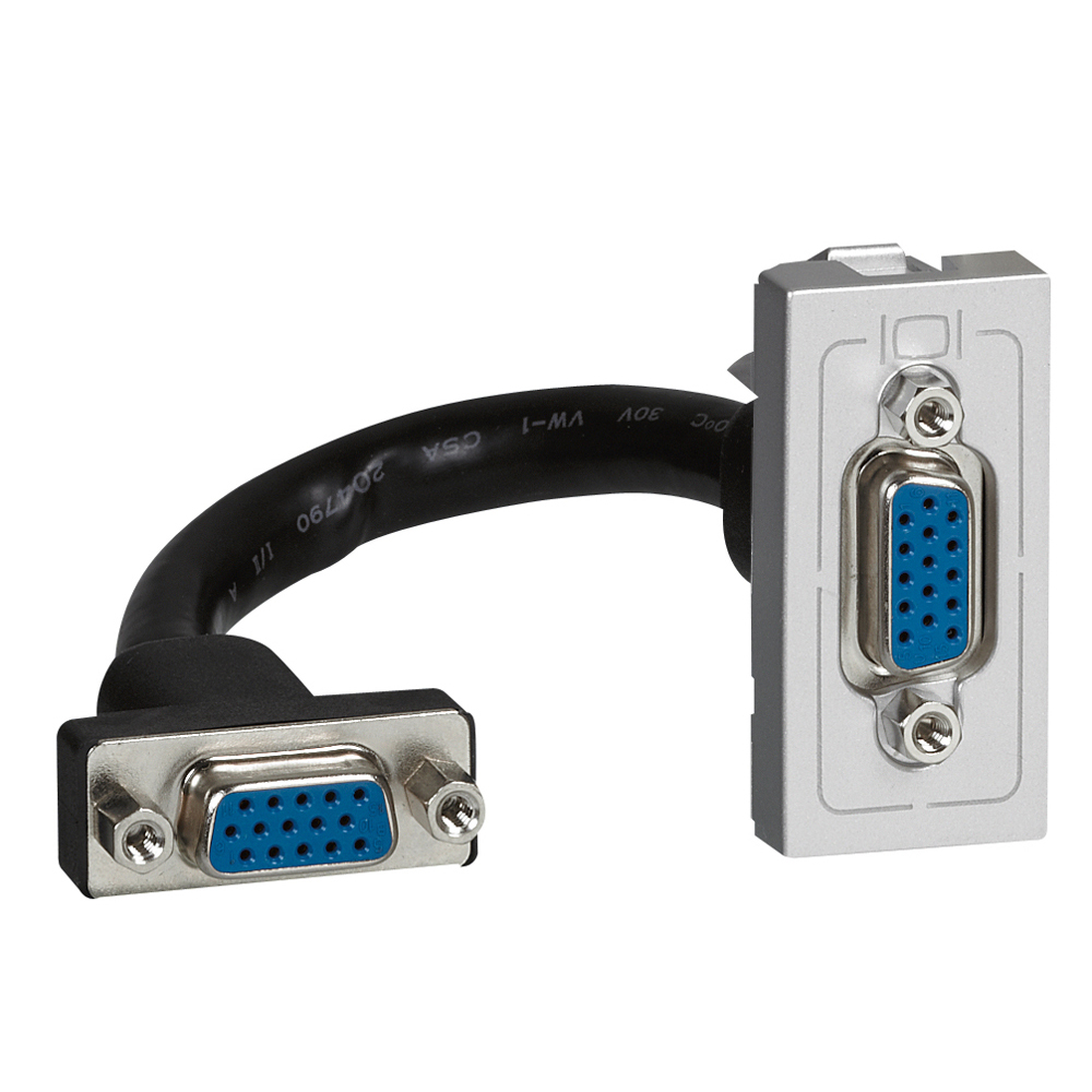 LEGRAND 079377, Priză conector HD15 mamă, Precablată, 1 modul, Aluminiu