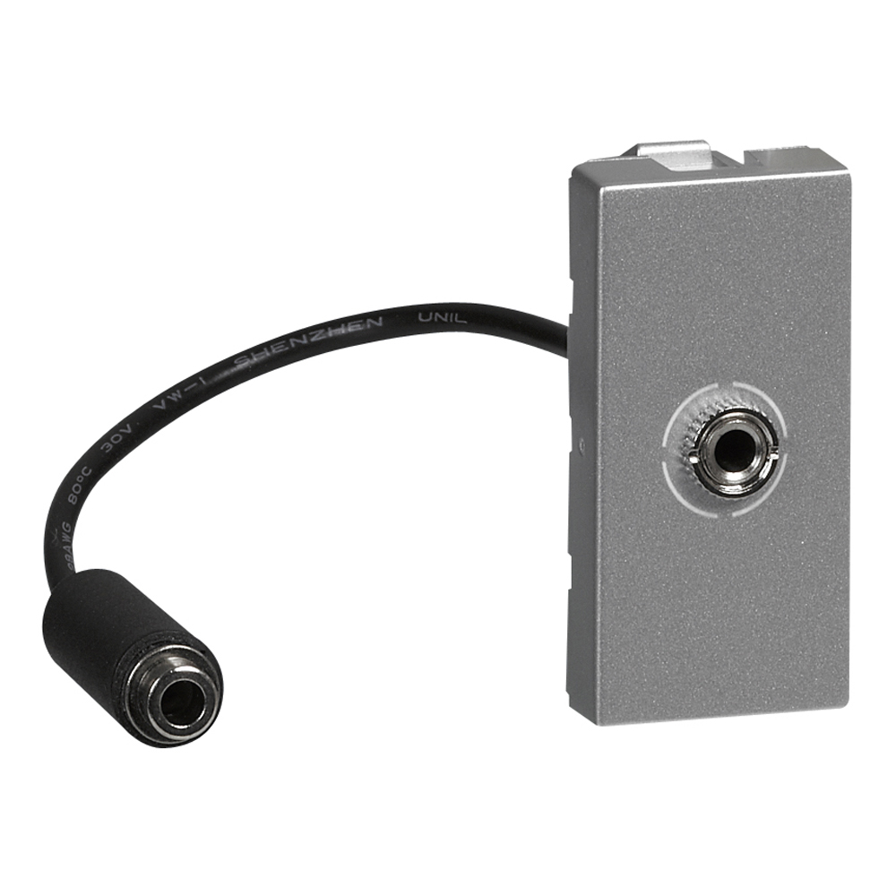 LEGRAND 079379, Conector Jack 3.5 mm, Precablat, 1 modul, Aluminiu