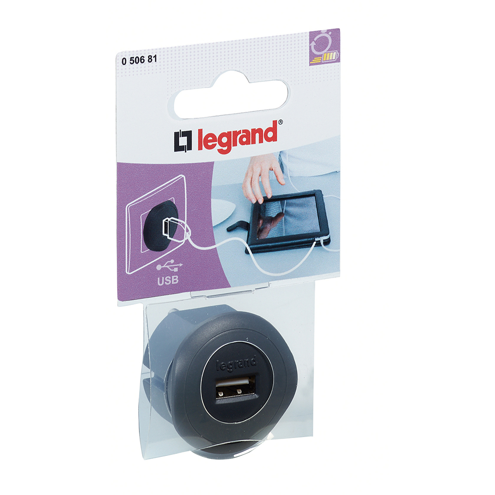 LEGRAND 050681, Încărcător USB priză rețea, 1, 5A, 7, 5W, Negru