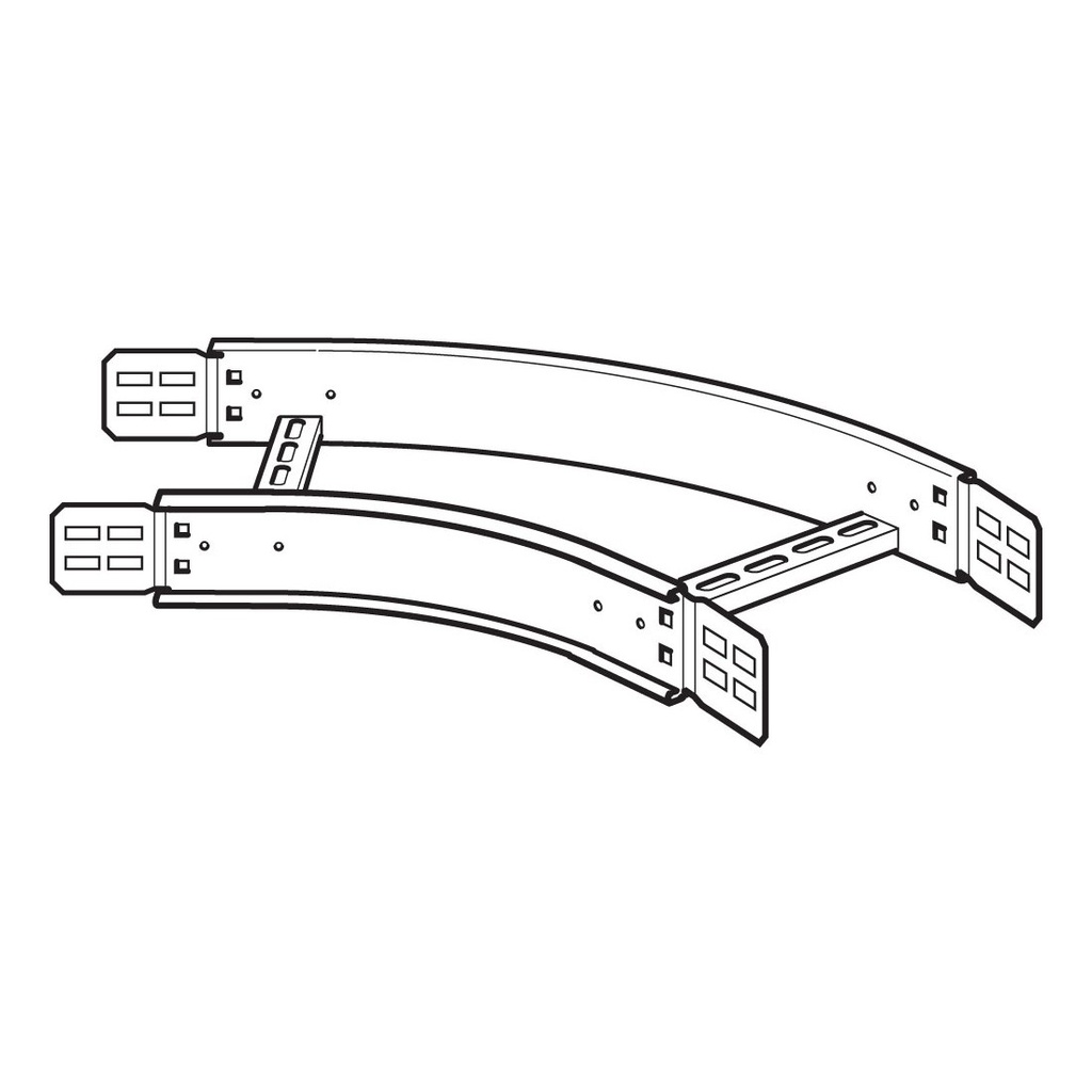 LEGRAND ZFB45045300G, Scară de Cablu Swifts Mediu 450 mm, Cot Plat 45° Rază 300 mm HDG