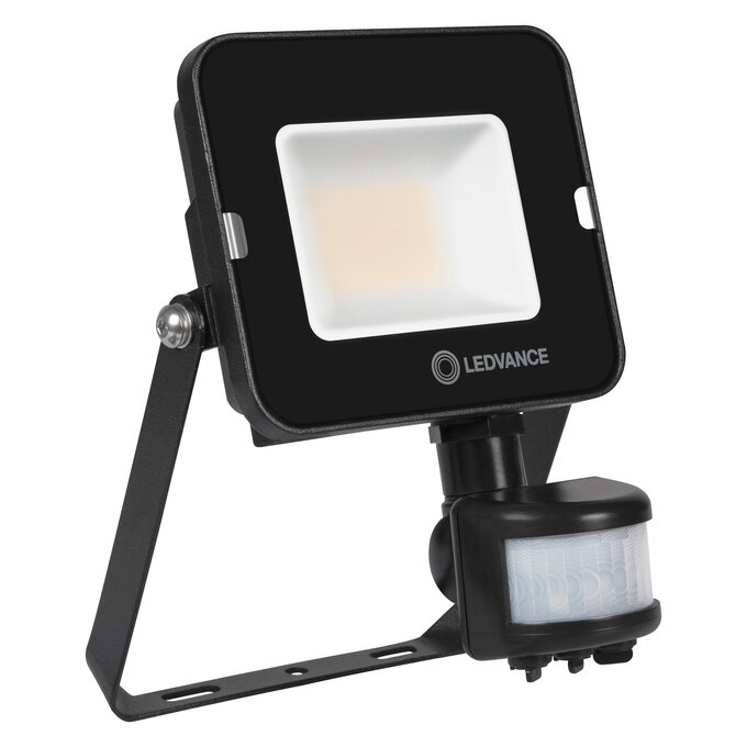 LEDVANCE 4058075575264, Floodlight Compact LED 20W 3000K Symmetrical Beam 100° with Sensor, Black