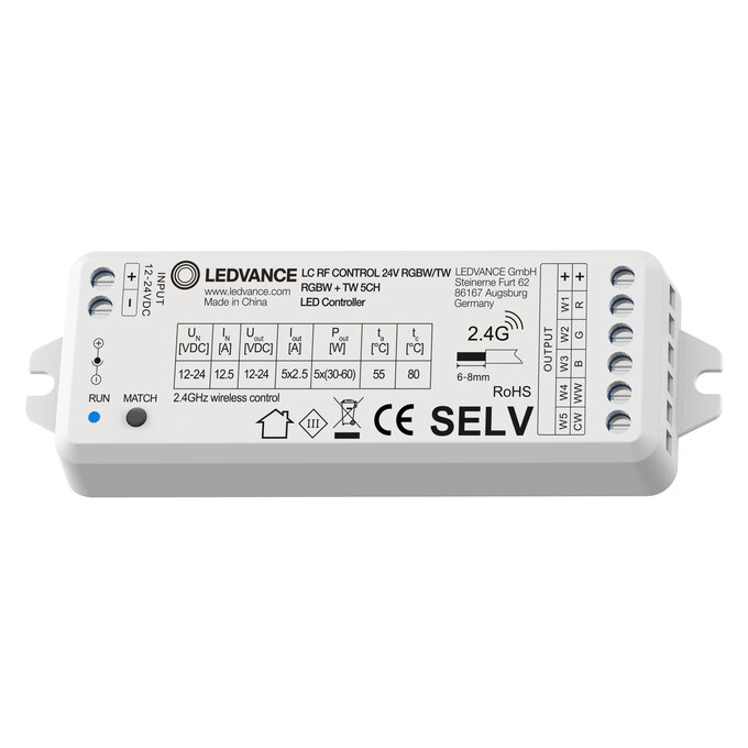LEDVANCE 4058075435834, Light Control RF Controller for LED Strip RGBW/TW, 24V