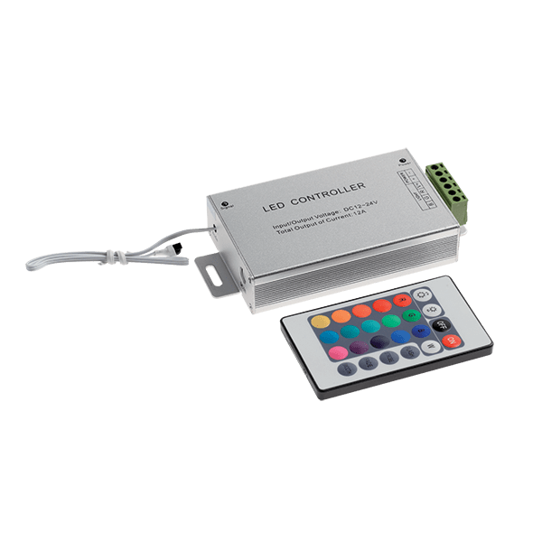 ELMARK 99RGBCR3, RGB LED Strip Controller with Infrared Remote (24 Buttons, 12V, 12A)