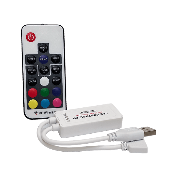 ELMARK 99LEDDIMMER5V2, Controler LED USB RGB Mini RF (5V, cu telecomandă)