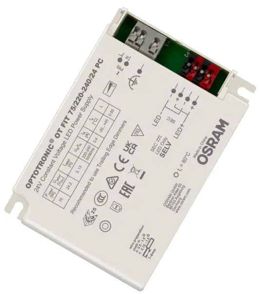 OPTOTRONIC 4062172237413, OT FIT 75/220-240/24 PC LED Driver, Compact Power Supply