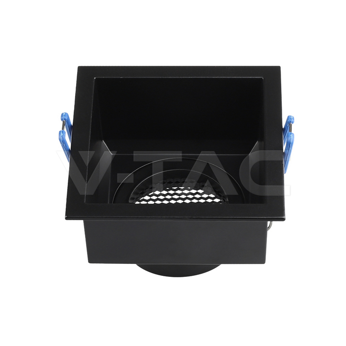 V-TAC 23764, Suport GU10 Pătrat Anti-Orbire Aluminiu, Negru Tip Fagure