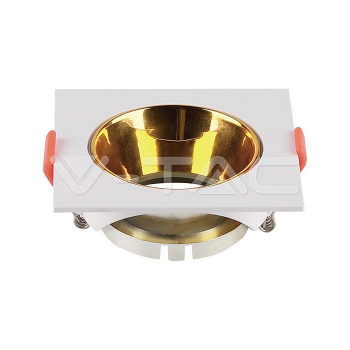 V-TAC 6654, GU10 Holder Square White Frame Gold Reflector