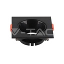 V-TAC 6652, Suport GU10 Pătrat Negru, Ramă Negru cu Reflector Negru