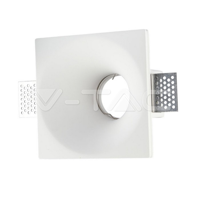 V-TAC 3653, GU10 Housing Square Gypsum White 121x121 mm