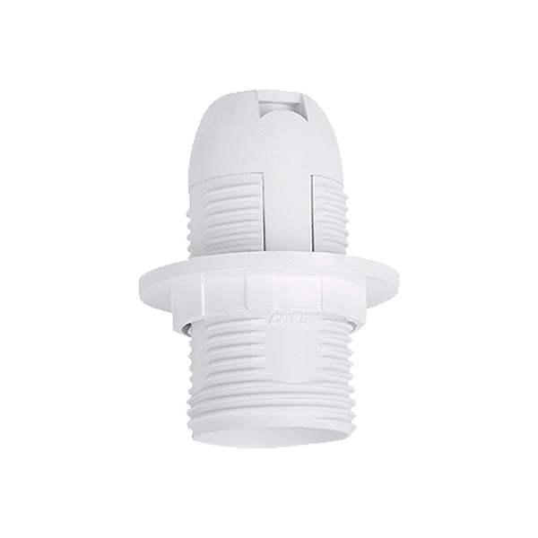 ELMARK 99194, E14 Lamp Holder with Plastic Cover and Ring, White