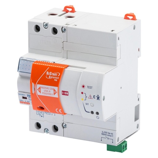 [PTG014.00003] GEWISS GW90919, Siguranță automată cu Autotest Pro, Cuplat cu rccb, 2 poli, 63A tip A[IR] idn=0,3A 230V c.a., 5 module en 50022
