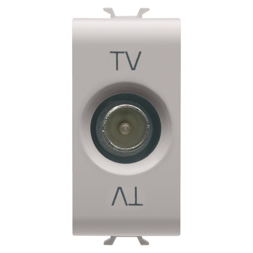 [PTG033.00038] GEWISS GW13361, Priză TV coaxială, Ecranare clasa A, Conector tată IEC 9,5 mm, Directă cu trecere de curent, 1 modul, Bej satinat natural, Chorusmart