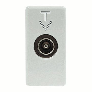 [PTG033.00074] GEWISS GW20381, Coaxial Socket Outlet TV Class A Shielding, IEC Male Connector 9,5mm, Direct with Current Passing, 1 Module, System White