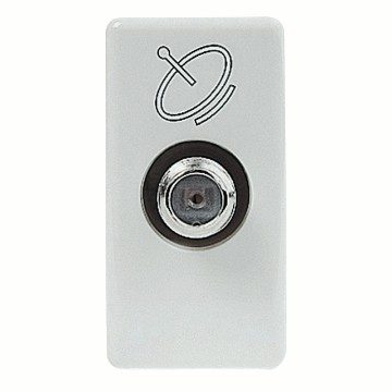 [PTG033.00079] GEWISS GW20396, Coaxial Socket Outlet TV/Sat Class A Shielding, Female F Connector, Feedthrough 5 DB, 1 Module, System White