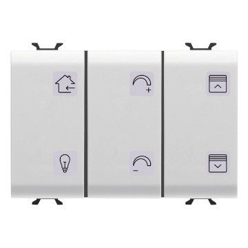 [PTG264.00928] GEWISS GW10785A, Panou cu butoane cu simboluri interschimbabile, Cu dispozitiv de acționare a rulourilor, KNX,  6+1 canale, 3 module, Alb, Chorusmart