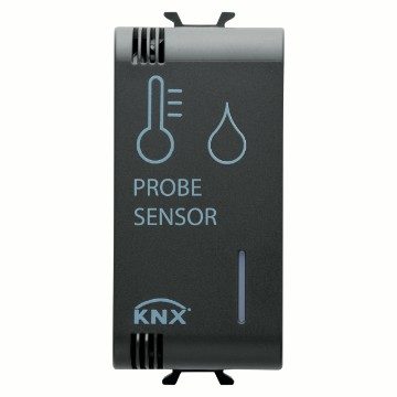 [PTG264.00942] GEWISS GW12762H, Senzor de temperatură/umiditate KNX/easy, 1 modul, Negru, Chorusmart