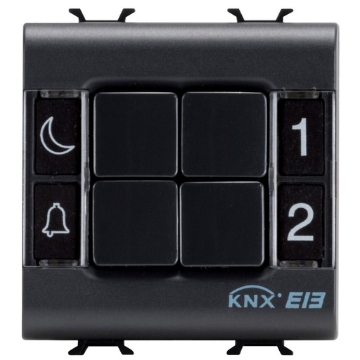 [PTG264.00943] GEWISS GW12782, Push-button Panel, Knx, 4 Channels, 2 Modules, Black, Chorusmart 