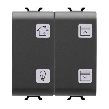 [PTG264.00948] GEWISS GW12787, Push-button Panel with Interchangeable Symbols, Knx, 4 Channels, 2 Modules, Black, Chorusmart 