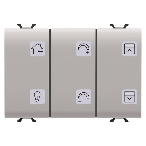 [PTG264.00965] GEWISS GW13785A, Push-button Panel with Interchangeable Symbols with Roller Shutters Actuator, Knx, 6+1 Channels, 3 Modules, Natural Beige, Chorusmart 