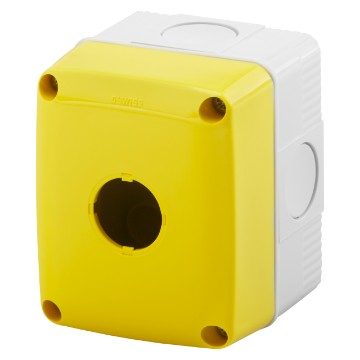 [PTG018.00167] GEWISS GW27111, Empty Enclosure for Push Buttons, Controls and Indicators, 1 Gang, Diameter 22mm, Yellow Lid, IP66