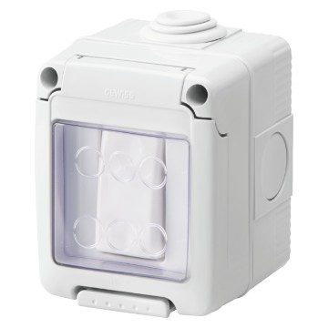 [PTG018.00205] GEWISS GW27835, Carcasă etanșă cu dispozitive de sistem, Cu buton 1P no 10A, IP55, Gri RAL 7035