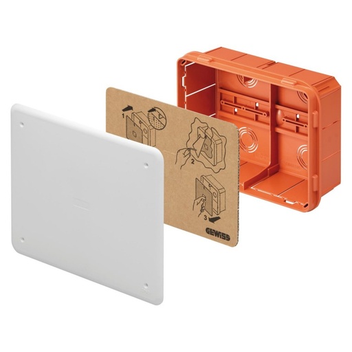[PTG018.00212] GEWISS GW48006, Junction and Connection Box for Brick Walls, with DIN Rail, Dimensions 196x152x75, White Lid Ral9016