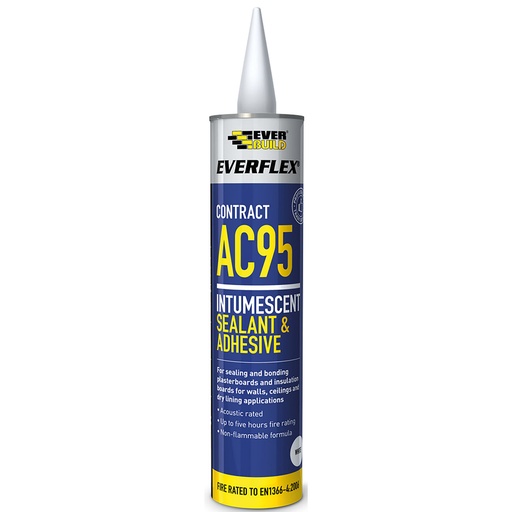 [PTG254.00170] EVERBUILD EVERFLEX AC95, High Strength Intumescent Acoustic Sealant, Interior, White, 900 mL