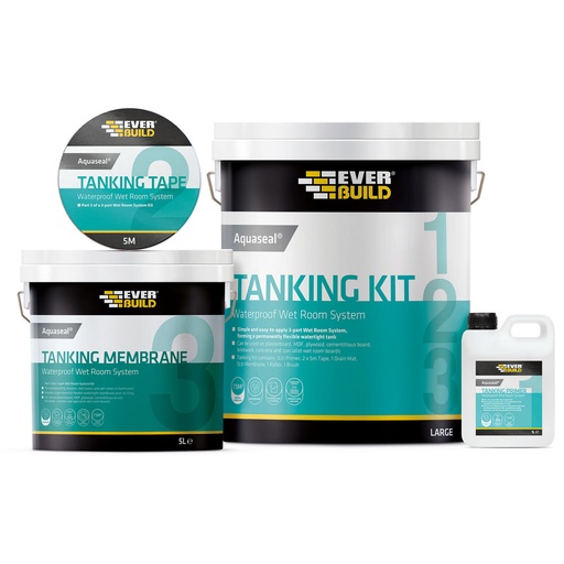 [PTG254.00236] EVERBUILD Aquaseal Wet Room System, Waterproofing Membrane for Wet Areas, Interior, Clear
