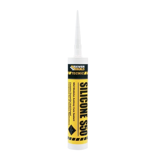 [PTG254.00289] EVERBUILD Tecnic Silicone S50, Mid Modulus Acetoxy Silicone Sealant, Interior, 310 mL