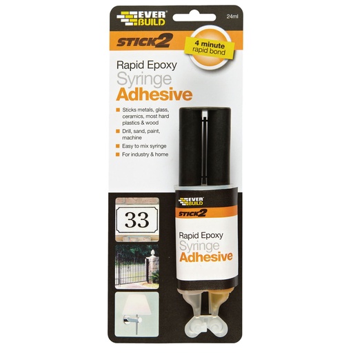 [PTG254.00404] EVERBUILD STICK2 Rapid Epoxy Syringe, Industrial Strength Clear Adhesive, Interior, Clear, 24 mL
