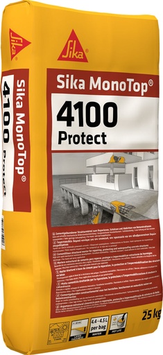 [PTG042.00026] Sika MonoTop-4100 Protect, Repair and waterproof mortar for damaged concrete, Interior & Exterior, Grey Powder, 25 kg