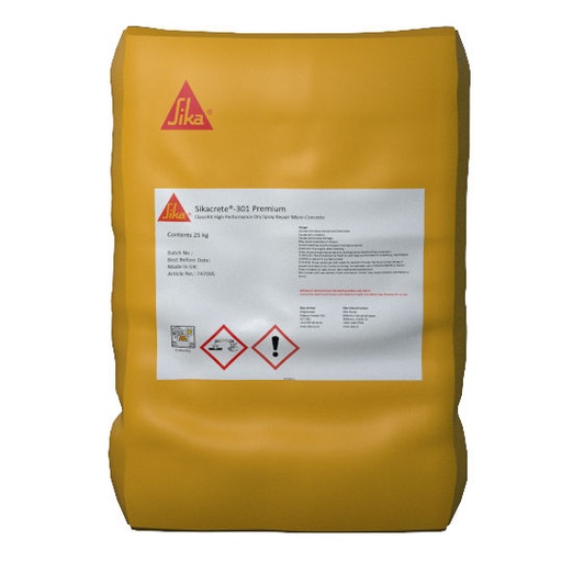 [PTG042.00050] Sikacrete-301 Premium, Durable spray concrete large-area structural repairs, Interior & Exterior, Black, 25 kg