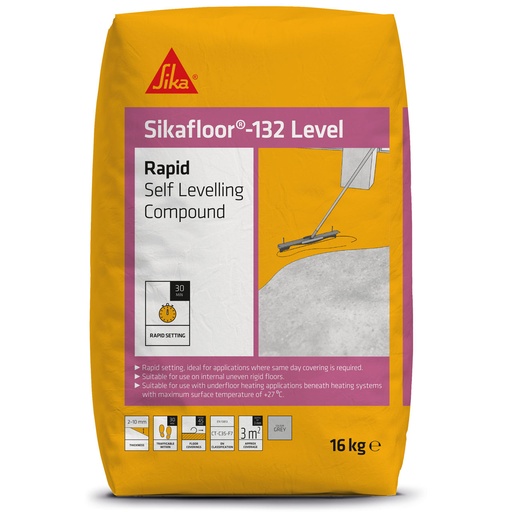 [PTG041.00012] Sikafloor-132 Level Rapid, Rapid-setting self-leveller, Interior, Grey Powder, 16 kg