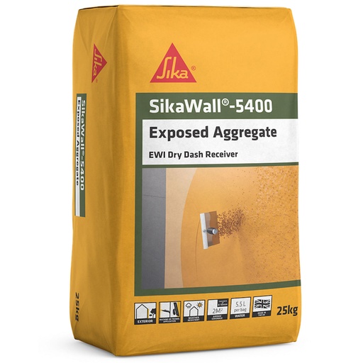 [PTG261.00002] SikaWall-5400 Exposed Aggregate, Receiver Coat for Dry Dash Render Systems, Interior & Exterior, 25 kg