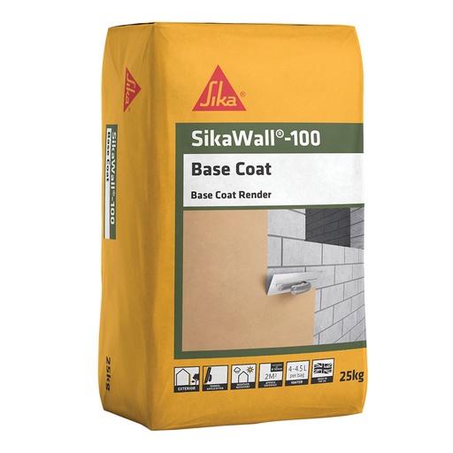 [PTG261.00017] SikaWall-100 Base Coat, Mineral Base Coat for Render Systems, Interior & Exterior, 25 kg