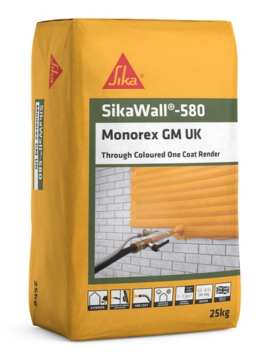 [PTG261.00020] SikaWall-580 Monorex GM UK, Monocouche Render with Integrated Colour, Exterior, 25 kg