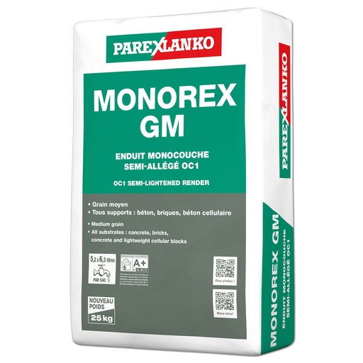 [PTG261.00029] Parex MONOREX GM, One-Coat Render with Long-Lasting Colour, Interior & Exterior, 25 kg