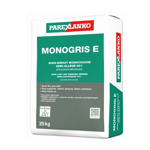[PTG261.00042] Parex MONOGRIS E, Grey Monocouche Base Render, Interior & Exterior, 25 kg